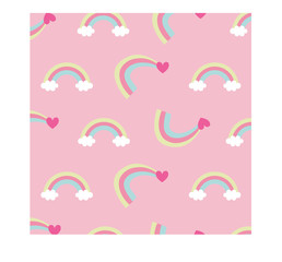 Rainbow with Flying Hearts Background	