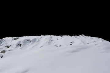 mountain peak with snow isolated on black background