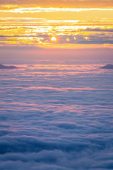 Fototapeta na wymiar Aerial view over fog and cloud