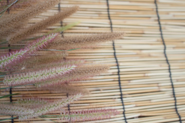 threads on a wooden table