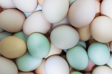 Closeup of a pile of eggs