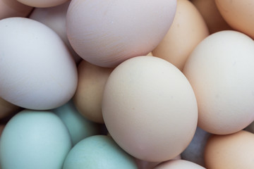 Closeup of a pile of eggs