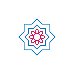 Islam, arabic art 2 colored line icon. Simple blue and red element illustration. Islam, arabic art concept outline symbol design from Islam set