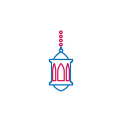 Islam, lantern 2 colored line icon. Simple blue and red element illustration. Islam, lantern concept outline symbol design from Islam set