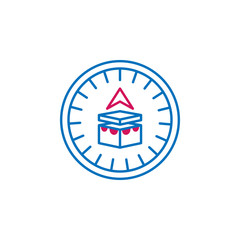 Obraz na płótnie Canvas Islam, qibla compass 2 colored line icon. Simple blue and red element illustration. Islam, qibla compass concept outline symbol design from Islam set