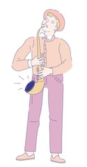 Saxophonist musician with saxophone jazz music vector illustration