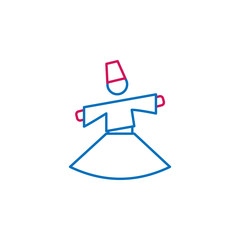 Islam, sufi mystic 2 colored line icon. Simple blue and red element illustration. Islam, sufi mystic concept outline symbol design from Islam set