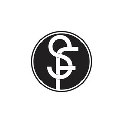 letters sf simple linked logo vector
