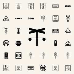 rail road crossing icon. Railway Warnings icons universal set for web and mobile