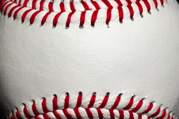 Macro of baseball stitching 