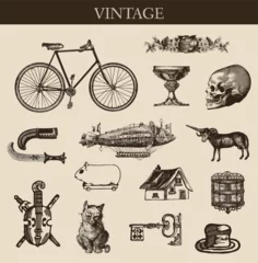 Fotobehang Vintage Victorian objects collection © Rawpixel.com