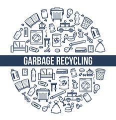 Garbage recycling ecology and environment trash vector