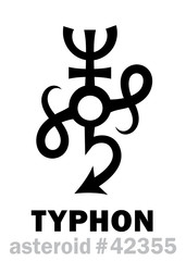 Astrology Alphabet: TYPHON, asteroid (or Scattered disc object #42355). Hieroglyphics character sign (original symbol).