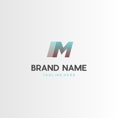 Letter M Stripe Racing Speed Abstract Creative Business Logo	