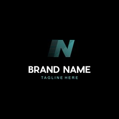 Letter N Stripe Racing Speed Abstract Creative Business Logo