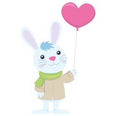 Obraz na płótnie Canvas A cute rabbit waiting his partner in valentine day