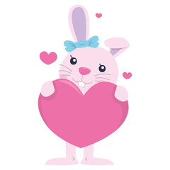 A cute bunny get a gift in valentine day