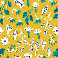 Forest Seamless Pattern. Vector Background in Scandinavian style.