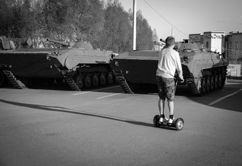 Military objects in the urban park