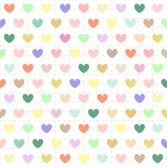 Abstract background with colorful pastel heart shape on beige wallpaper. Vector art pattern with copy space in minimal style and cute concept look so sweet for love theme on Valentine and all design.