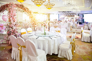 Wedding scene dinner scene illustration