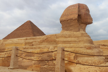 Close-up of Great Sphinx of Giza in Cairo, Egypt