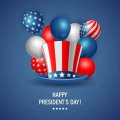 Happy President's day poster design with hat. Vector Illustration