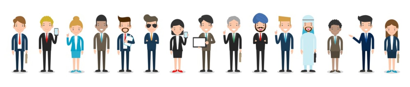 Set Of Business People Group Diverse Team, Business Team Of Employees And The Boss, Businessman And Businesswoman.Vector Illustration 