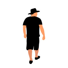 vector, isolated, silhouette people go, man, guy back view