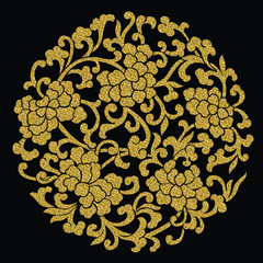 seamless peony flower pattern with gold effect. The peony represents the king of flowers and the flowers of honor in Chinese art