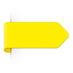 Vector long curved yellow bookmark arrow with shadow and copy space - obrazy, fototapety, plakaty