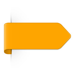 Vector long curved orange bookmark arrow with shadow and copy space