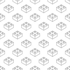 Vector seamless pattern with outline bricks in isometric view.
