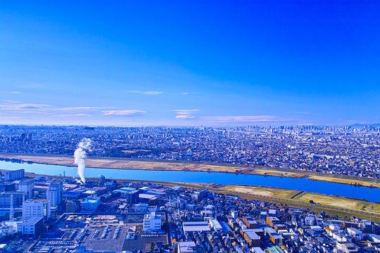 東京都江戸川区・千葉県市川市の街並みと工場
