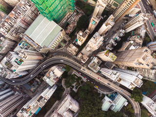 Aerial view of Hong Kong dense Kennedy  town district