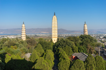 The Three Pagodas of the Chongsheng Temple are an ensemble of three independent pagodas arranged on...