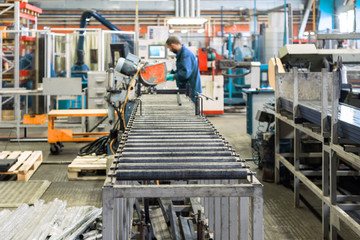 The interior of the metalworking shop.