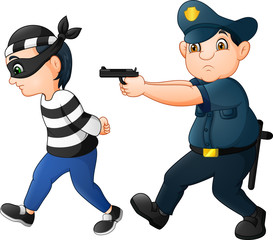 Policeman tries to chase a thief