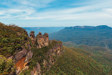 The Three Sisters from Echo Point in the Blue Mountains National Park at Sunset.