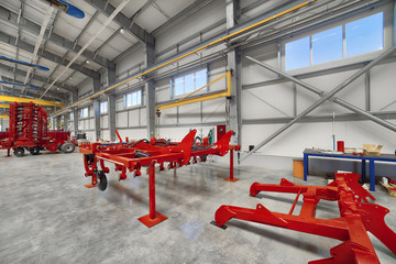 Factory assembly shop. Manufacture of agricultural machinery