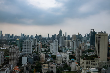 Fototapeta premium High Angle View City Buildings. cityscape and landscape at Bangkok, the capital city of Thailand