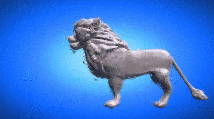 3d rendering of a reflective lion on a background