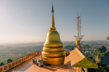 The top of Tiger Cave temple, (Wat Thum Sua - Tiger Cave Temple), Krabi region, Thailand which is a popular tourist attraction.