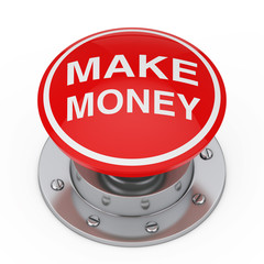 A Red Button Knob with Make Money Sign. 3d Rendering