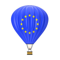 Naklejka premium Hot Air Balloon with Flag of European Union. 3d Rendering