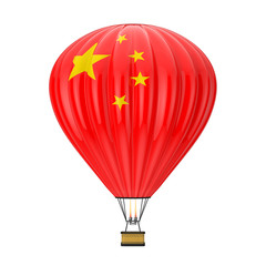 Naklejka premium Hot Air Balloon with Flag of China. 3d Rendering