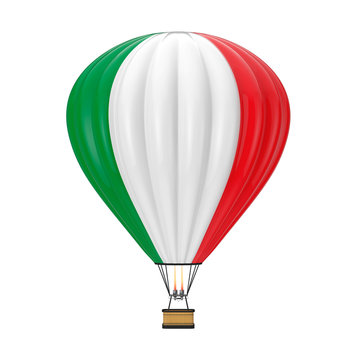 Hot Air Balloon with Flag of Italy. 3d Rendering