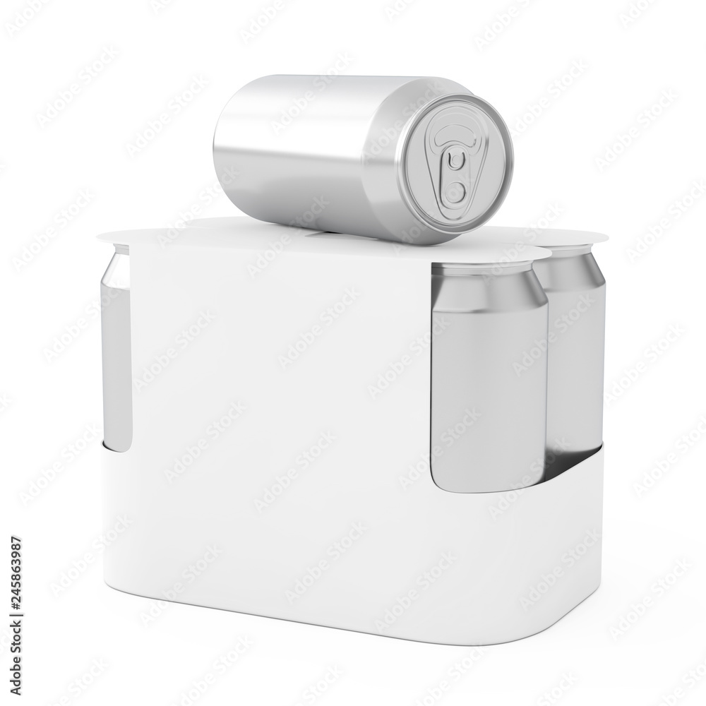 Aufkleber white blank paper package for drink beer cans with blank spase for your design. 3d rendering