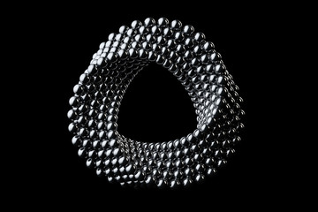 Abstract Impossible Chrome Metal Balls Loop Circle Shape Cross Cap. 3d Rendering