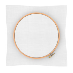 Wooden Hoop for cross stitch. A Tambour Frame for embroidery and Canvas with Free Space for Your Design. 3d Rendering © doomu